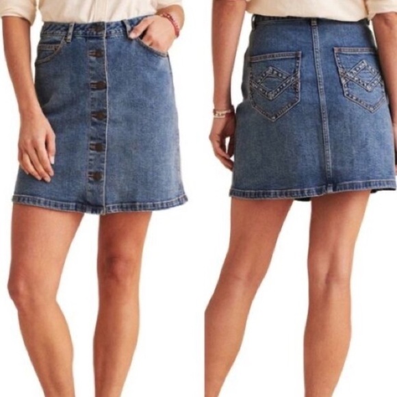 Faherty Natalia Button Front Denim Mini Skirt Sz S - Picture 1 of 6